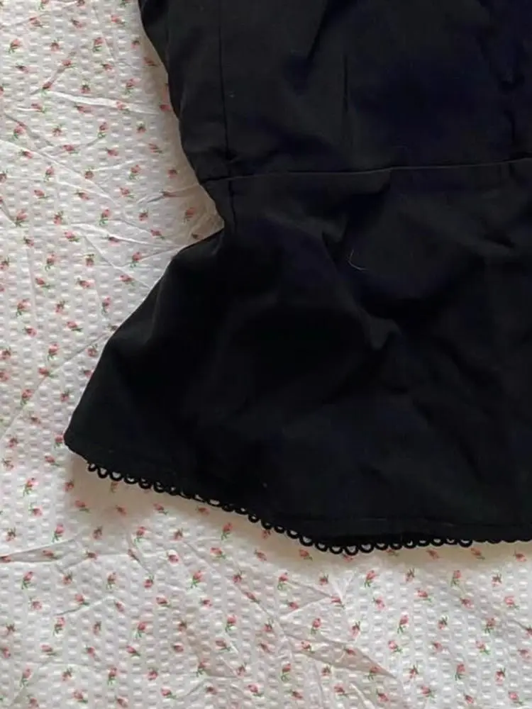 Punk laço estilingue magro y2k roupas arco goth vintage americano sexy harajuku colheita topo sem costas streetwear doce 90s verão colete emo