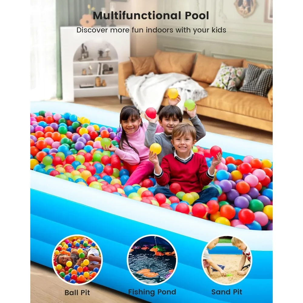 Inflatable Pool with Pump, 130" x 72" x 22" Full-Sized Blow Up Pool for Adults, Enduring Thickened Swimming Pools for Family,