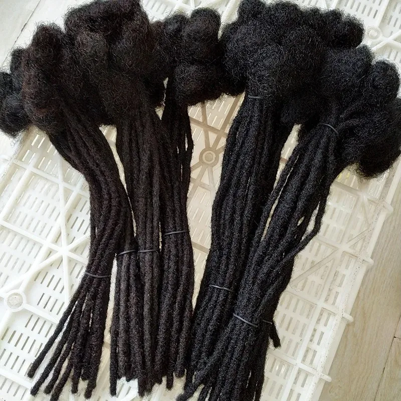 18 Zoll 0,6 cm Echthaar-Dreadlock-Extensions, 30 Stränge, handgefertigte Locs, weiches, natürliches Haar für Männer und Frauen – Detail 4