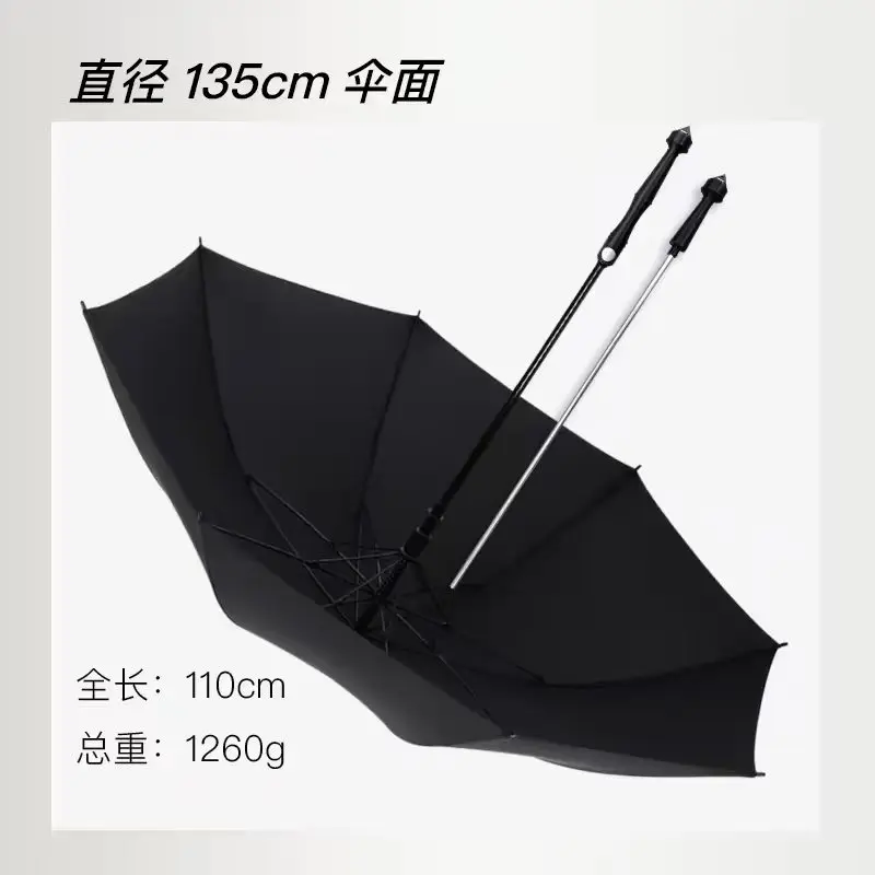 Men Long Handle Walking Stick Umbrella, 135cm Oversized Canopy Reinforced Metal Shaft Rain Sun Protection Umbrella