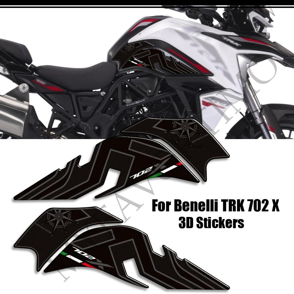 

Motorcycle For Benelli TRK 702 X 702X Adventure 2023 2024 Protector Tank Pad Side Grips Gas Fuel Oil Kit Knee Stickers Decals