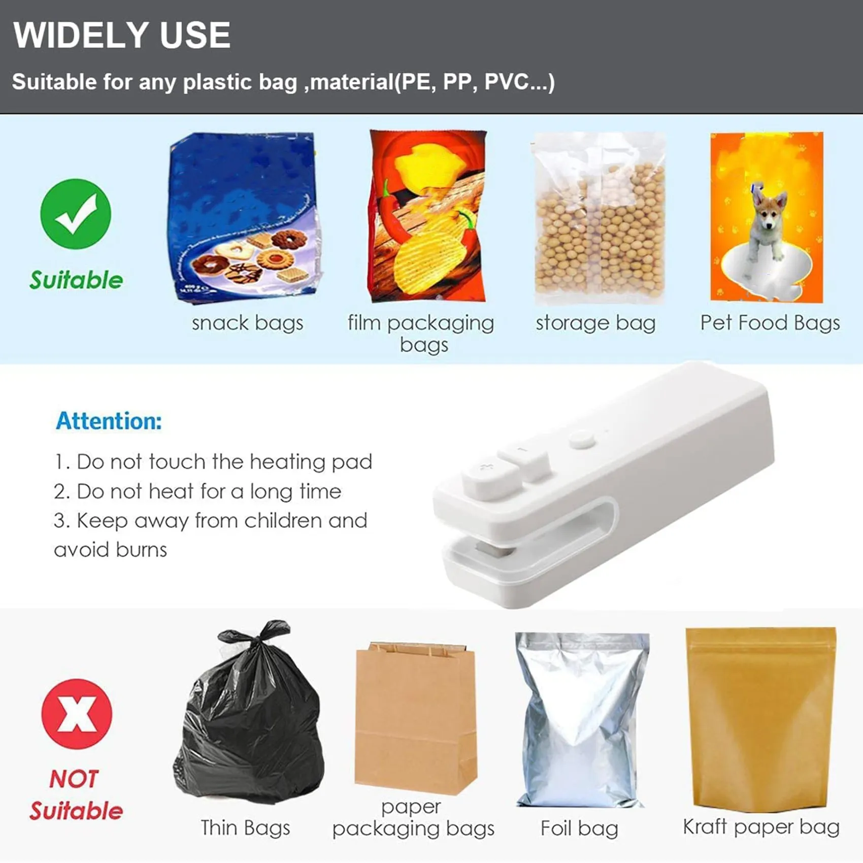 ชาร์จ USB เครื่องซีลขนาดเล็กในครัวเรือนขนมขบเคี้ยวถุงบรรจุภัณฑ์พลาสติกความร้อนเครื่องซีลเครื่องซีลขนาดเล็กสีชมพู