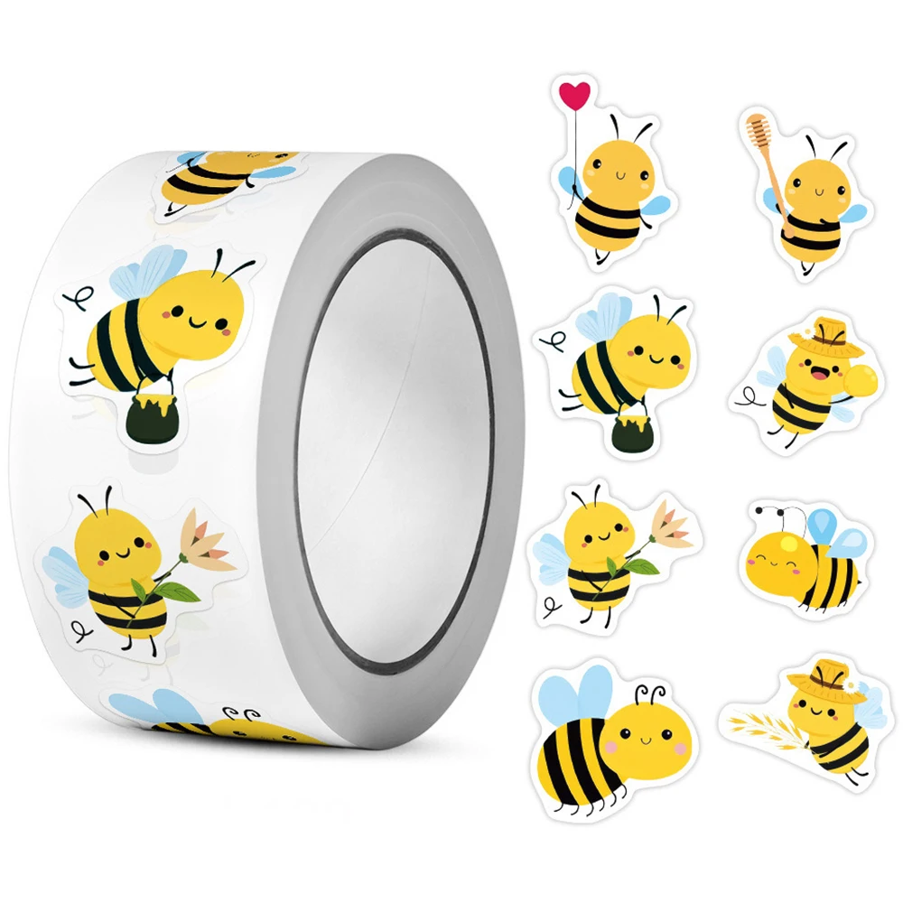 500Pcs/Roll Heterotypic Bees Stickers 2.5cm/1inch Game Art Labels Learning Rewards, Adorn Gifts for Books Watercup Phone PC Pads