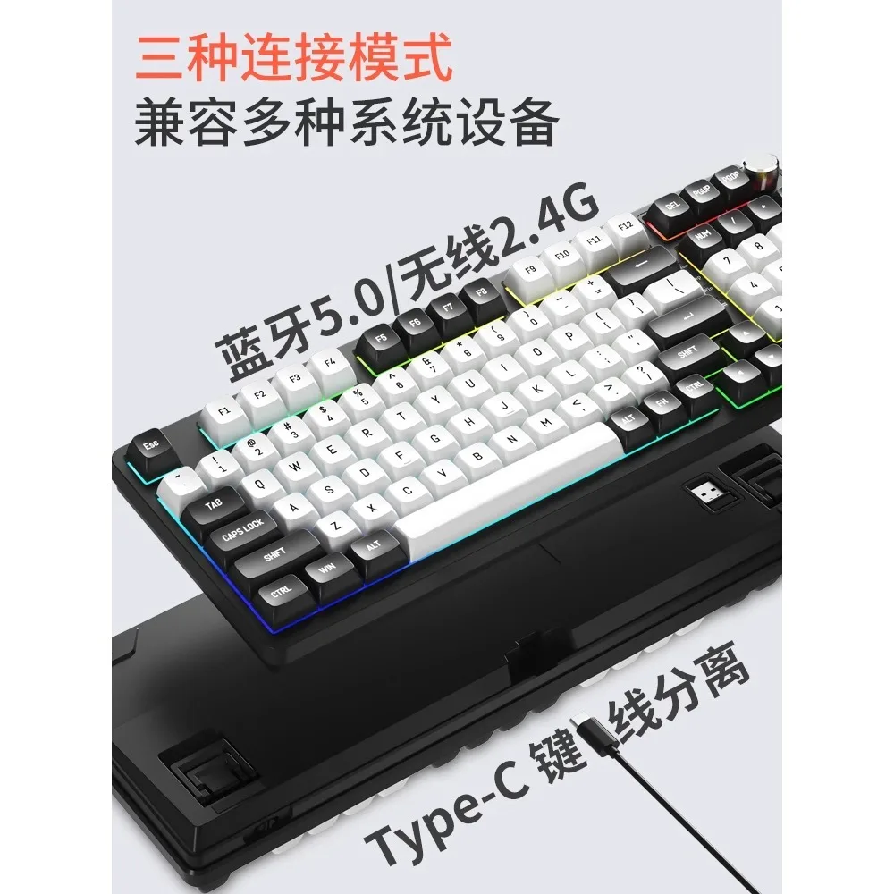 Imagem -06 - Heinienu C98 Teclado Mecânico sem Fio Bluetooth 2.4g com Fio Modo Triplo Troca Quente Kit Personalizado Rgb Silencioso Escritório Jogos Diy