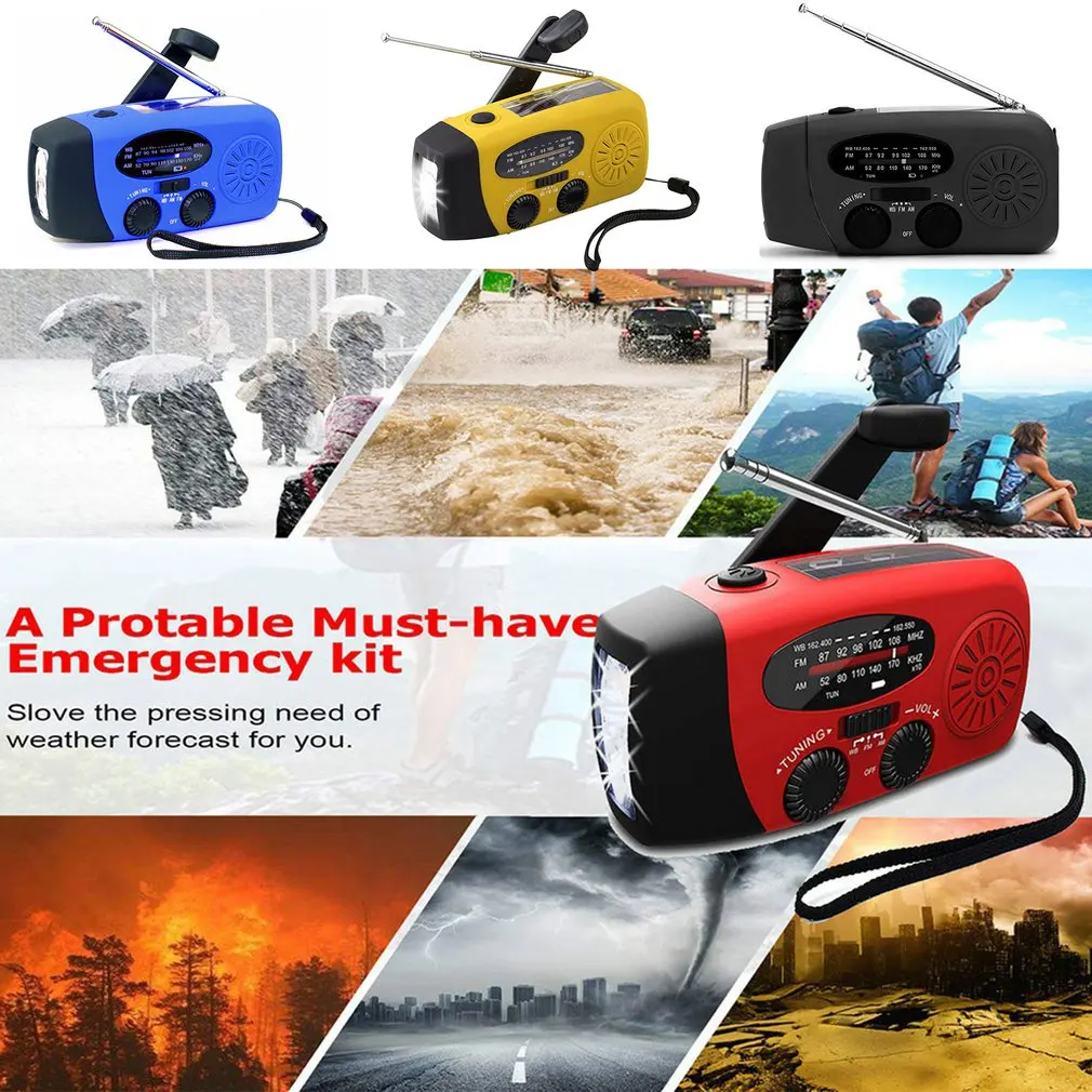 Mini Solar Hand Crank Powered Radio AM/FM/NOAA Weather Dynamo LED Flashlight Outdoor Emergency Tools Multifunctional Receiver