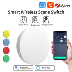 Tuya Zigbee Smart Wireless Scene Button Switch Remoter Multi-scene Linkage ConSupport Alexa Goolge Home Voice Assitant