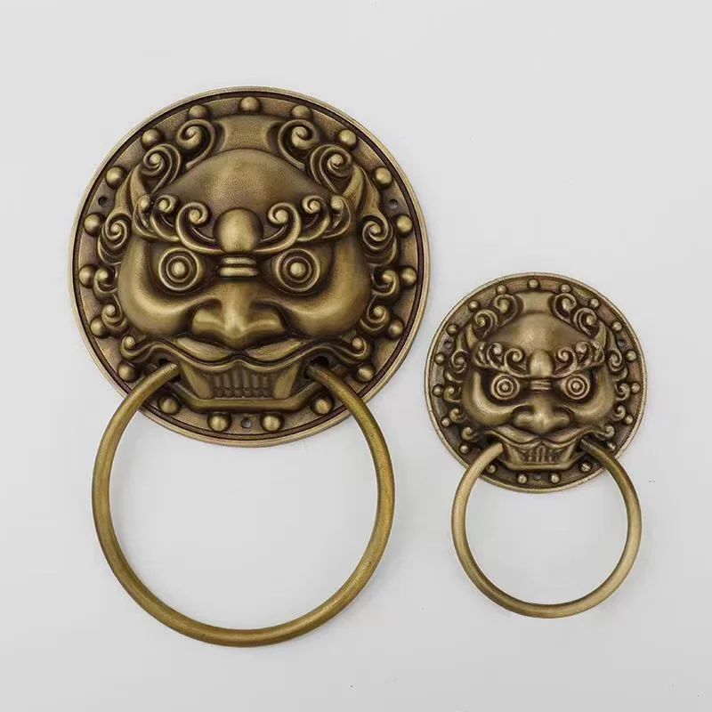 Antique Kirin Door Knocker Bronze Brass Furniture Ring Pull Retro Classical Door Knock for Front Door Home Decoration