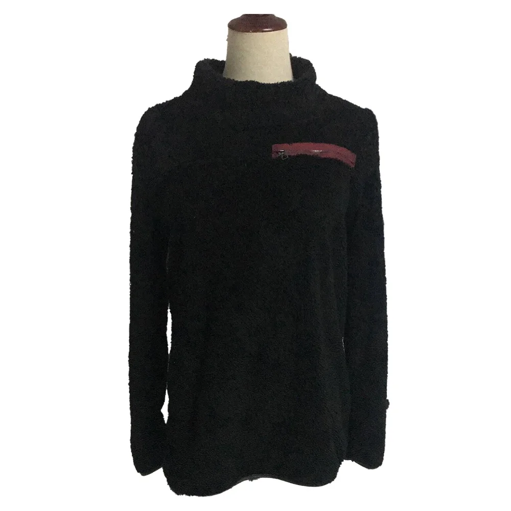 Women Fleece Pullover Sweater Stand Collar Thermal Winter Outwear for Male Daily Work Travel