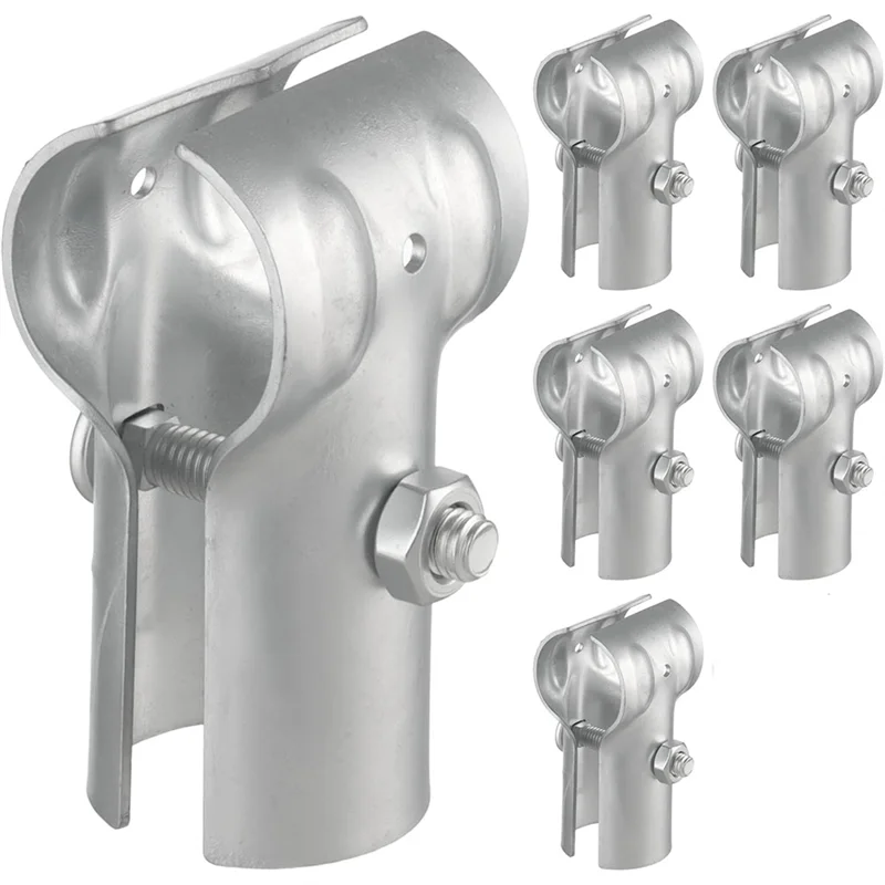 

ABKU-End Rail Clamps 6 Pieces 1-3/8 Inch Pipe Chain Link Fence Galvanized Steel T Clamps, Chain Link Fence Replacement Parts