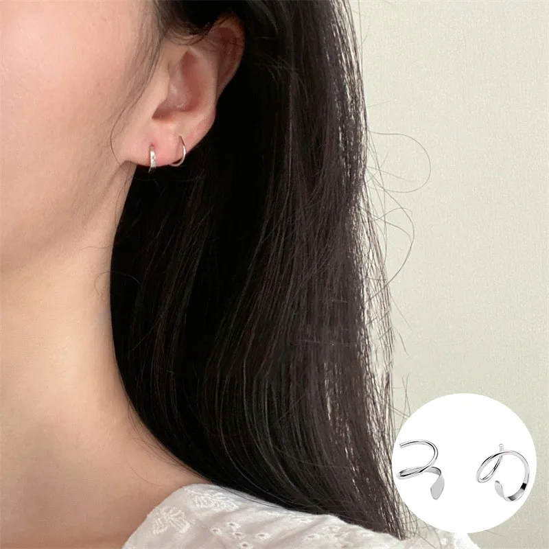 

100% 925 Sterling Silver Geometric Earrings for Women Girl Simple Smooth Fashion Rotating Jewelry Birthday Gift Dropshipping