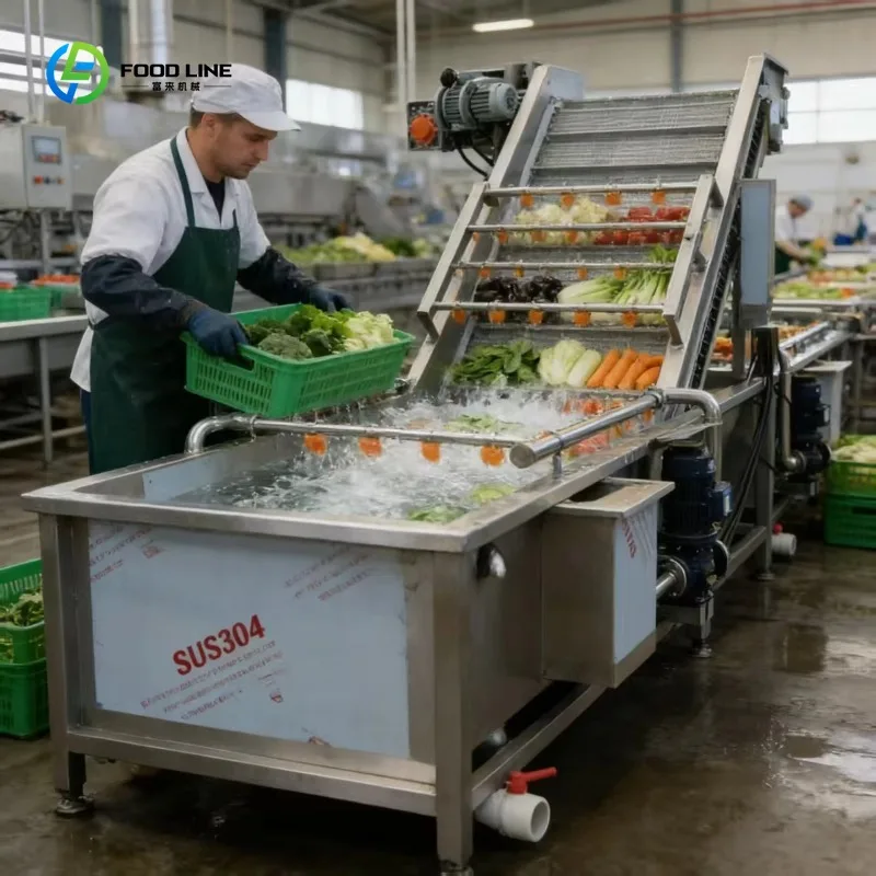 Industrial Bubble Washing Machine for Vegetable Processing Automatic Washer for Lettuce Spinach Apple Strawberry Cleaning Custom