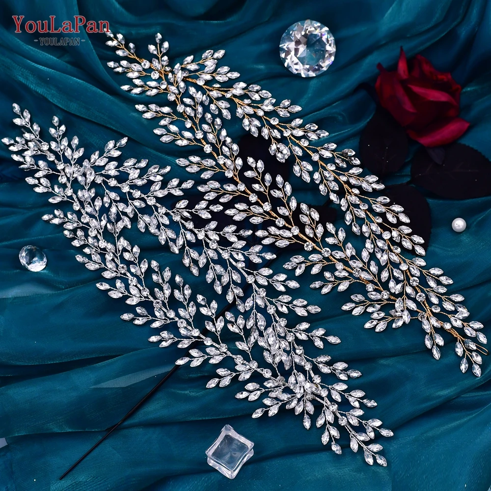 YouLaPan Rhinestone Bridal Hair Jewelry Bridal Tiaras Crystal Wedding Headpiece Bridal Crown Silver Crystal Headbands HP308