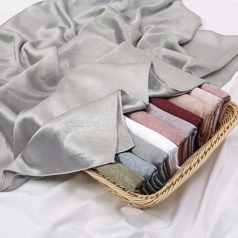 

New Jersey Women Muslim Ramadan Fashion Satin Jersey Plain Hijab Womens High Quality Solid Color Soft Hijab Long African Scarf