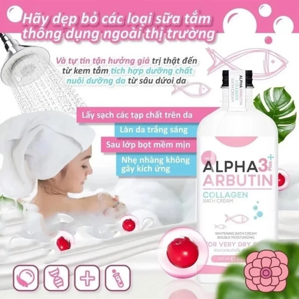 SỮA TẮM DƯỠNG TRẮNG DA Alpha Arbutin 3+ Plus Collagen, trắng hồi và săn chắc hơn. Ngăn chặn Phục đen sạm và không đều màu