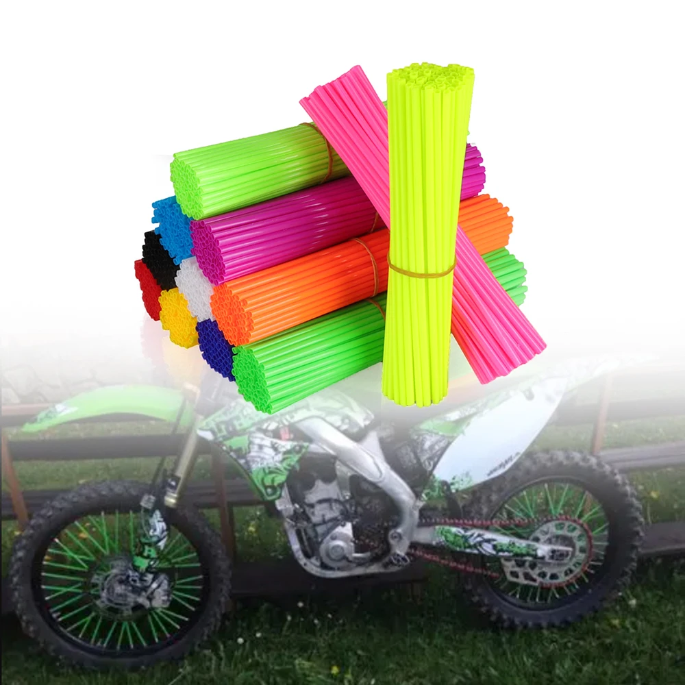 

24CM Motorcycle 72Pcs Wheel Spoked Protector Wraps Rims Skin Trim Covers Pipe For Motocross Bicycle Bike Enduro Cool Accessories