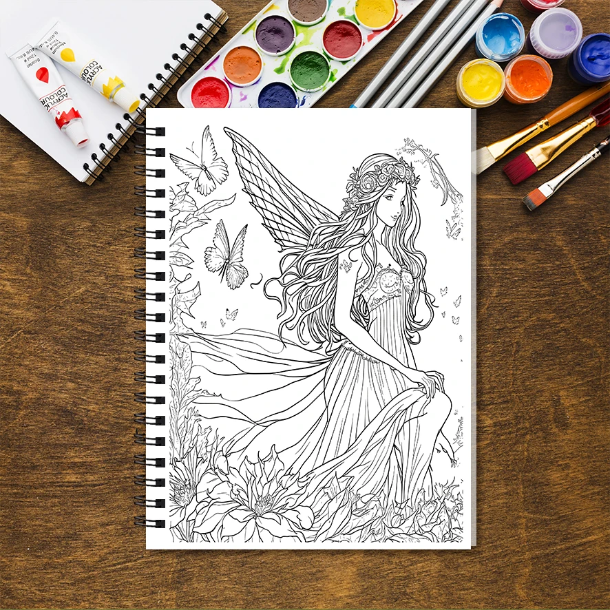 Elegant Elf Adult Coloring Book - 8.3x 11.2 Inch 32 Page Coloring Book - Helps Reduce Stress and Ease Emotions