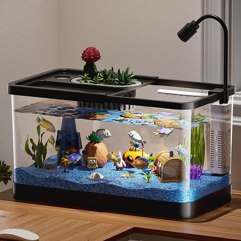 Creative home desktop aquarium, with transparent lazy turtle environmentally friendly fish tank, covered living room decoration