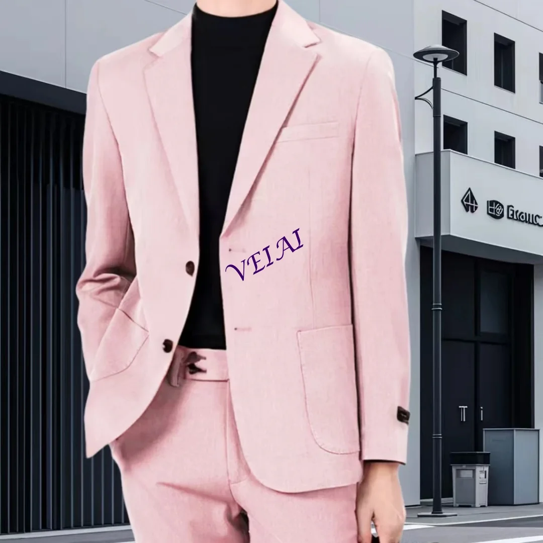 

Индивидуальный новый формальный светло-фиолетовый мужской костюм против морщин, без железа, с антипригарным покрытием, деловые смокинги для свадебной вечеринки, выпускного вечера, из трех частей