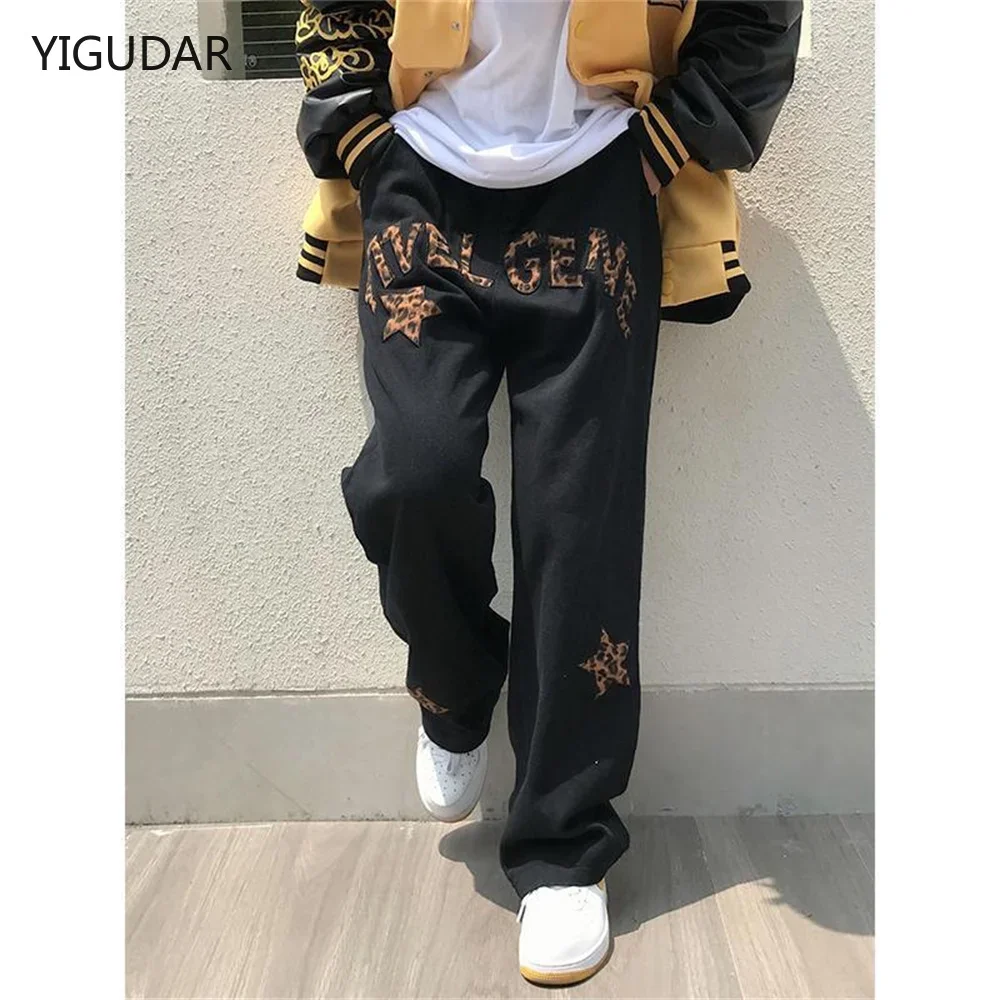 

2025 New High Street Wash Embroidery Hip Hop Black Jeans Men's Loose Straight Tube American Hiphop Side Zipper Floor Pants