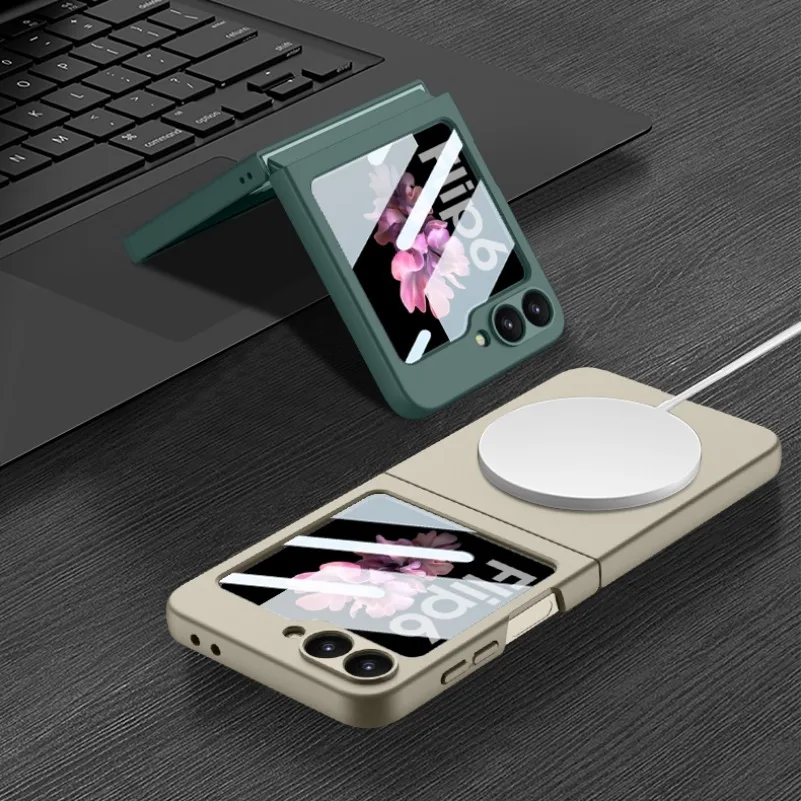Custodia Magsafe Ultra sottile per Samsung Z Flip 6 Cover protettiva per schermo integrata per custodie di ricarica magnetiche Samsung Galaxy Z Flip6