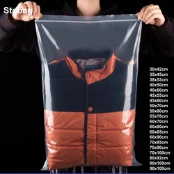 StoBag 10/20pcs Transparent Large Zipper Plastic Bags Clothes Food Packaging Thick Sealed Waterproof Storage Clear Pouches