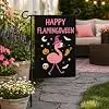 Cute Pink Flamingo Witch Halloween Happy Flamingoween Burlap Garden Porch Lawn Flag Farmhouse Decorations Mailbox Decor Welc llz