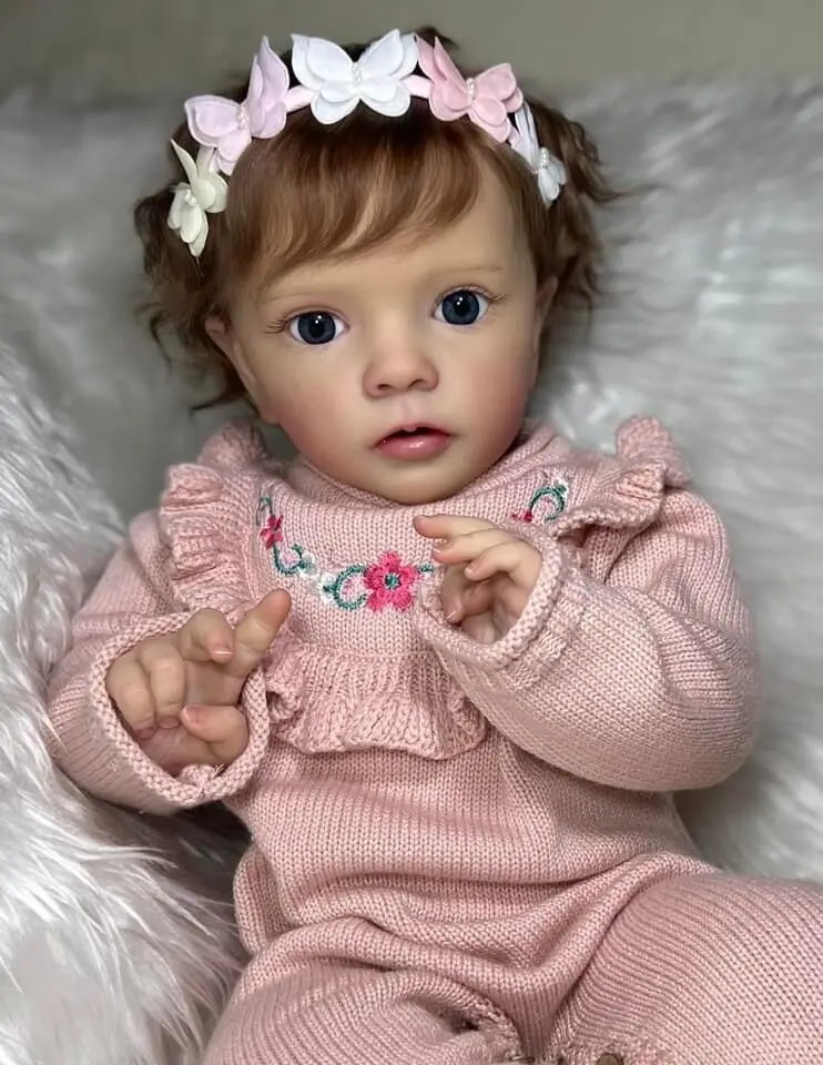 

24inch High Quality Finished Painted Handmade Doll Reborn Toddler Doll Missy Lifelike Soft Touch 3D Skin Visible Veins Root