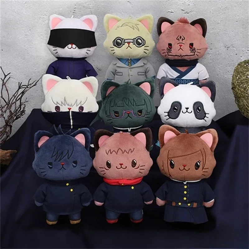 

15cm Jujutsu Kaisen Plush Doll Cat Pendant Anime Characters Surrounding Cute Ornament Collection Unisex Desktop Display Gift Toy