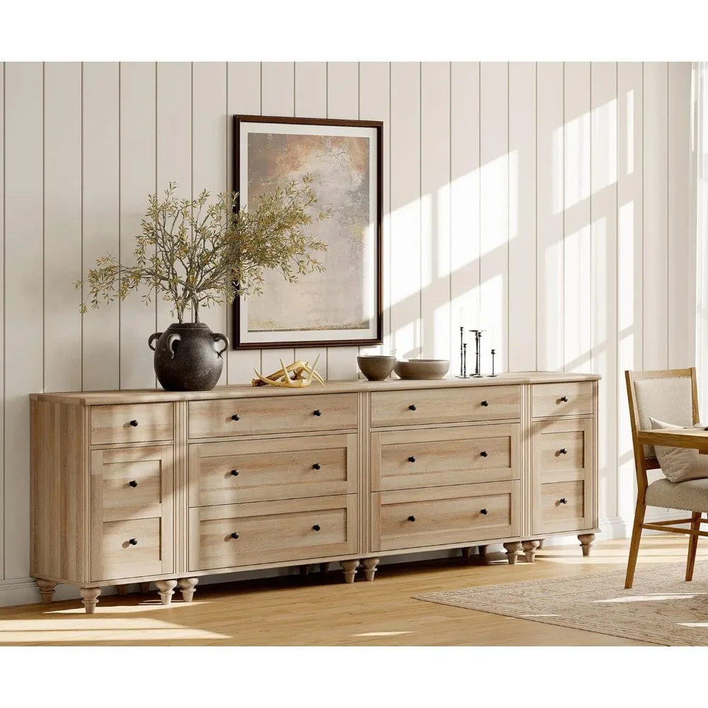 

Dresser for Bedroom with 8 Drawers and 2 Storages, Nightstands with Charging Station for Living Room, Oak Kids Dressers