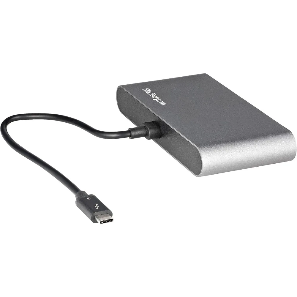 محطة إرساء Thunderbolt 3 محمولة مزدوجة الشاشة مع HDMI 4K 60 هرتز، 2 منفذ USB-A (3.0/2.0)، جيجابت إيثرنت - 11 بوصة