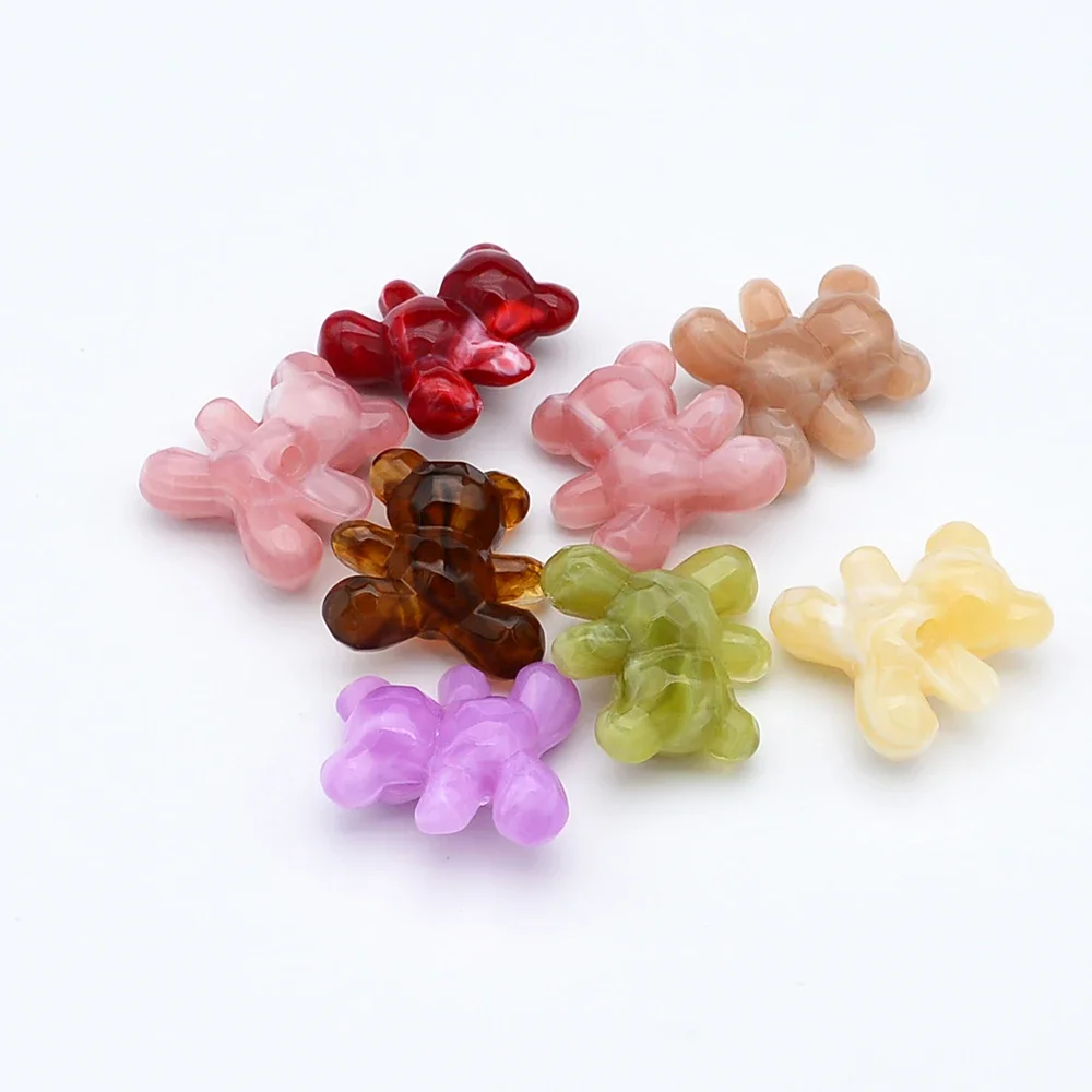 5 Pieces  30 * 32mm  Jelly Colored Small Bear Beads with Holes  DIY Makes Necklace, Bracelet, Clothing Accessories Materials