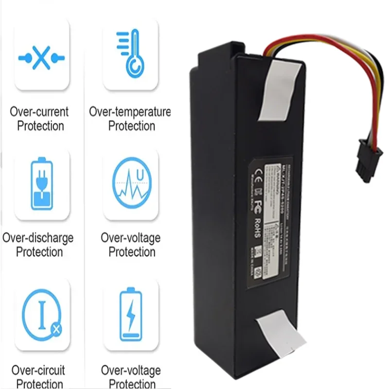 14.4V 5.2Ah 6.5Ah 7.8Ah 9.8Ah 12.8Ah mijia Robotic Vacuum Cleaner Replacement Battery For S55 S60 S65 S50 S51 S5 MAX S6 Parts