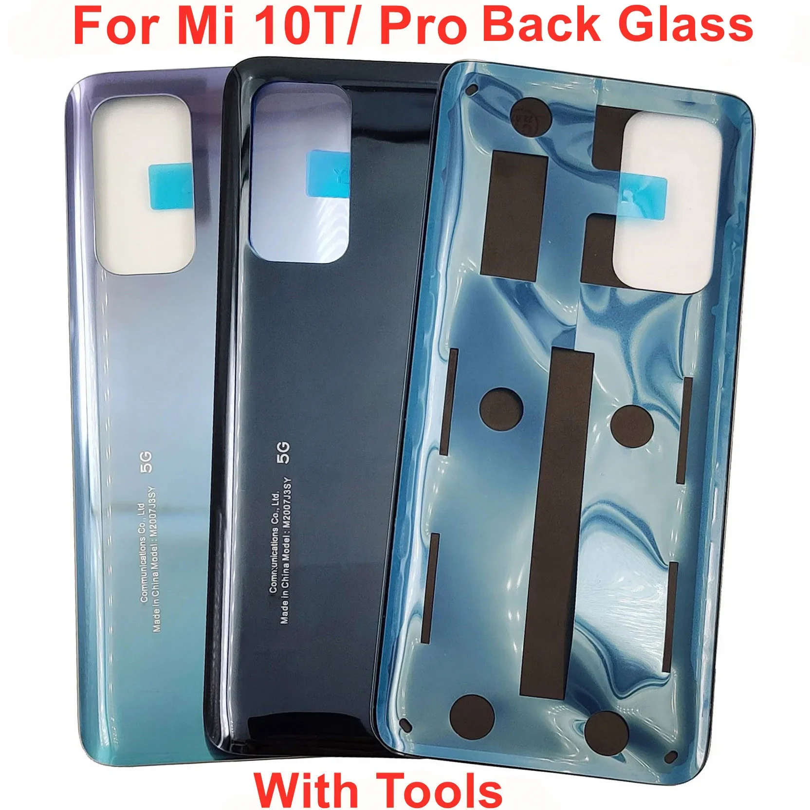 A+++ Glass Back Lid Door For Xiaomi Mi 10T 10T Pro 5G Battery Cover Rear Housing Panel Case Shell With Sticker Adhesive Glue