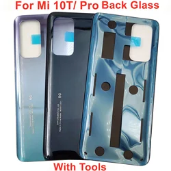 A+++ Glass Back Lid Door For Xiaomi Mi 10T 10T Pro 5G Battery Cover Rear Housing Panel Case Shell With Sticker Adhesive Glue