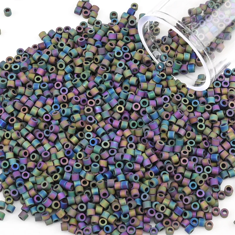 1.6mm Frosted Metallic Japanese Glass Beads 2000pcs/Pipe Small Craft Beads For Handmade Jewelry DIY Garment Accessories