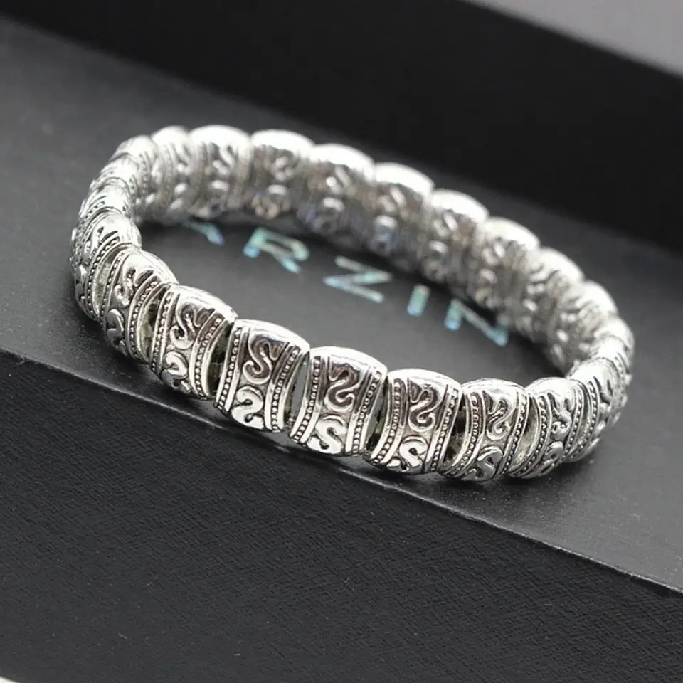 

Серебряный браслет Мяо в этническом стиле, мужской и женский древний серебряный Будда Шакьямуни, новая мода, счастливый храбрый потертый