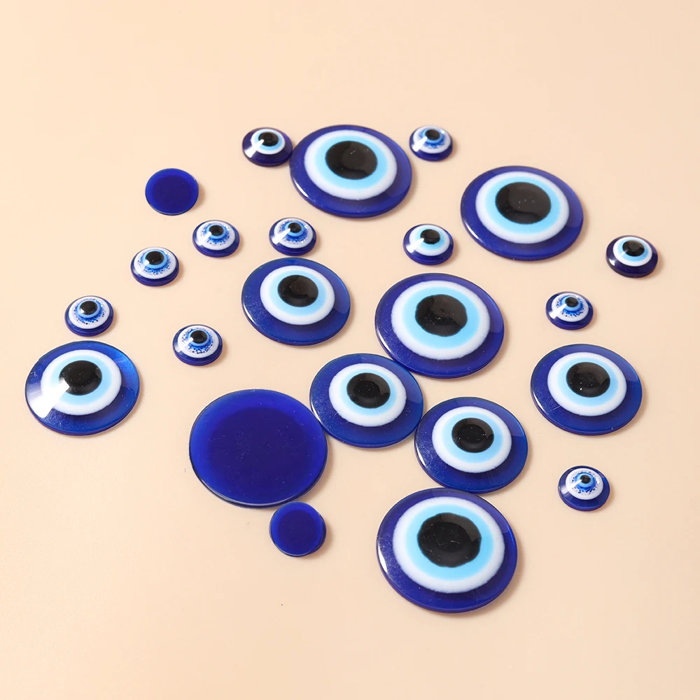 Leslie 8/10/14/20/25mm Bohemia Lucky Turkish Blue Eye Charms for Keychain Handmade DIY Lucky Evil Eye Pendants Women Men Gifts