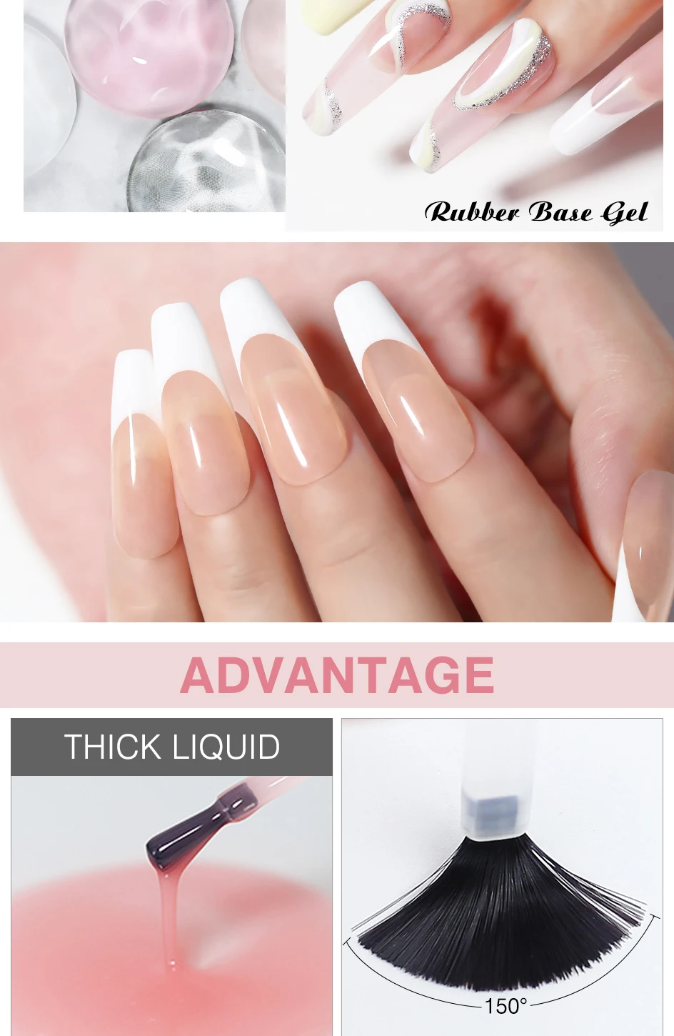 Farbiger Rubber Base Coat Clou Beaute Rubber Building Base Coat Jelly Pink Nagelverlängerungs-Gel Nagellack French Nail Gellack – Detail 4