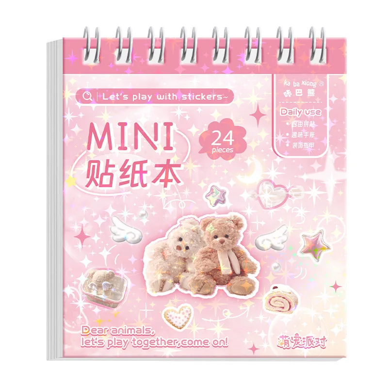 

MiNi Sticker Book Laser Flash Film Girl Nail Art Coil Book Toy Student Princess Cartoon Sticker Book Handbook Aesthetic Stickers