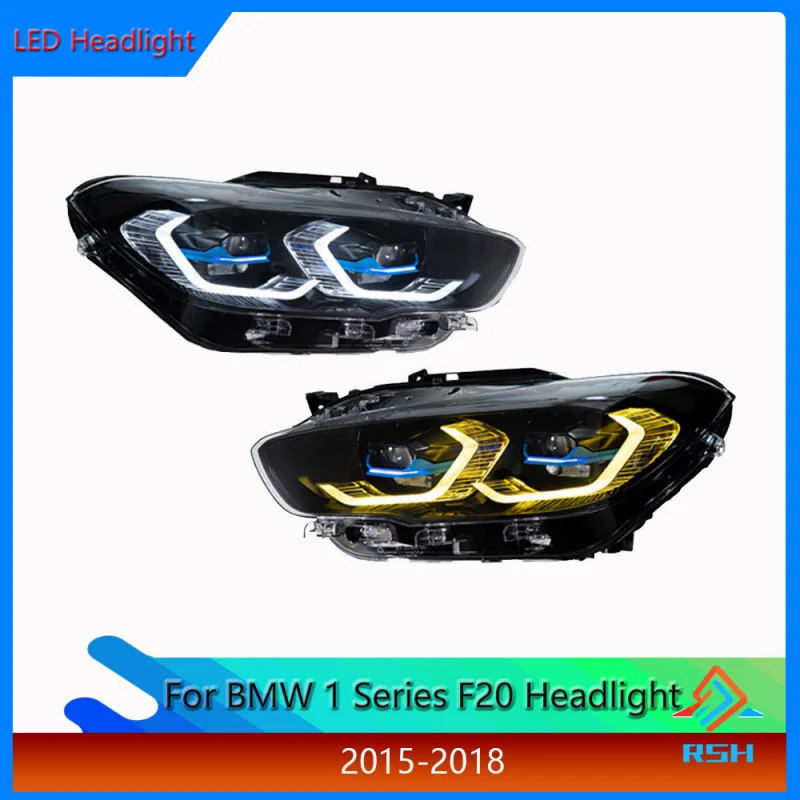 

For BMW 1 Series F20 Headlight 2015-2018 M4 Style LED Laser Headlight Assembly Retrofit Yellow White Dual-Color Scoop Design