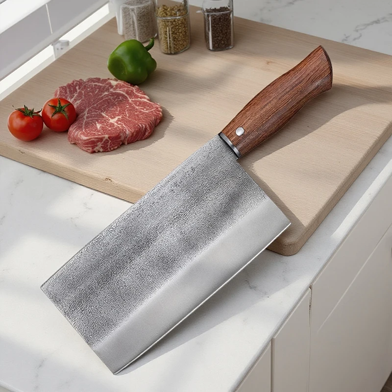 Handmade Forged 8mm Thickened Kitchen Chinese Knife Bone Chopping Meat Cleaver Butcher Knife Professional Chopper Tools