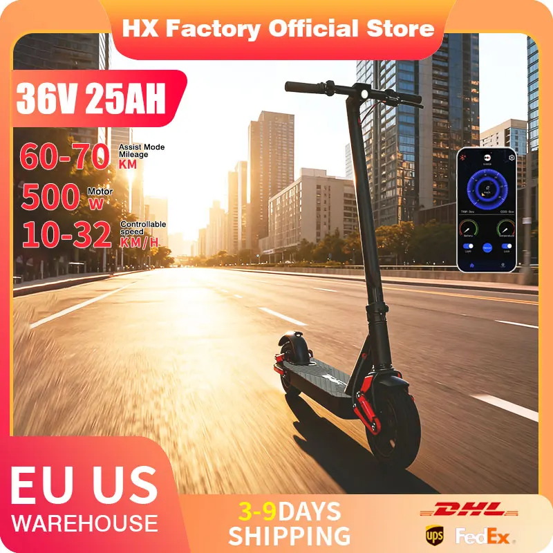 

HX D06 electric scooter 500W 25AH Shock absorbing Electric kick scooters Escooter cheap e scooter APP Smart adult escooter power
