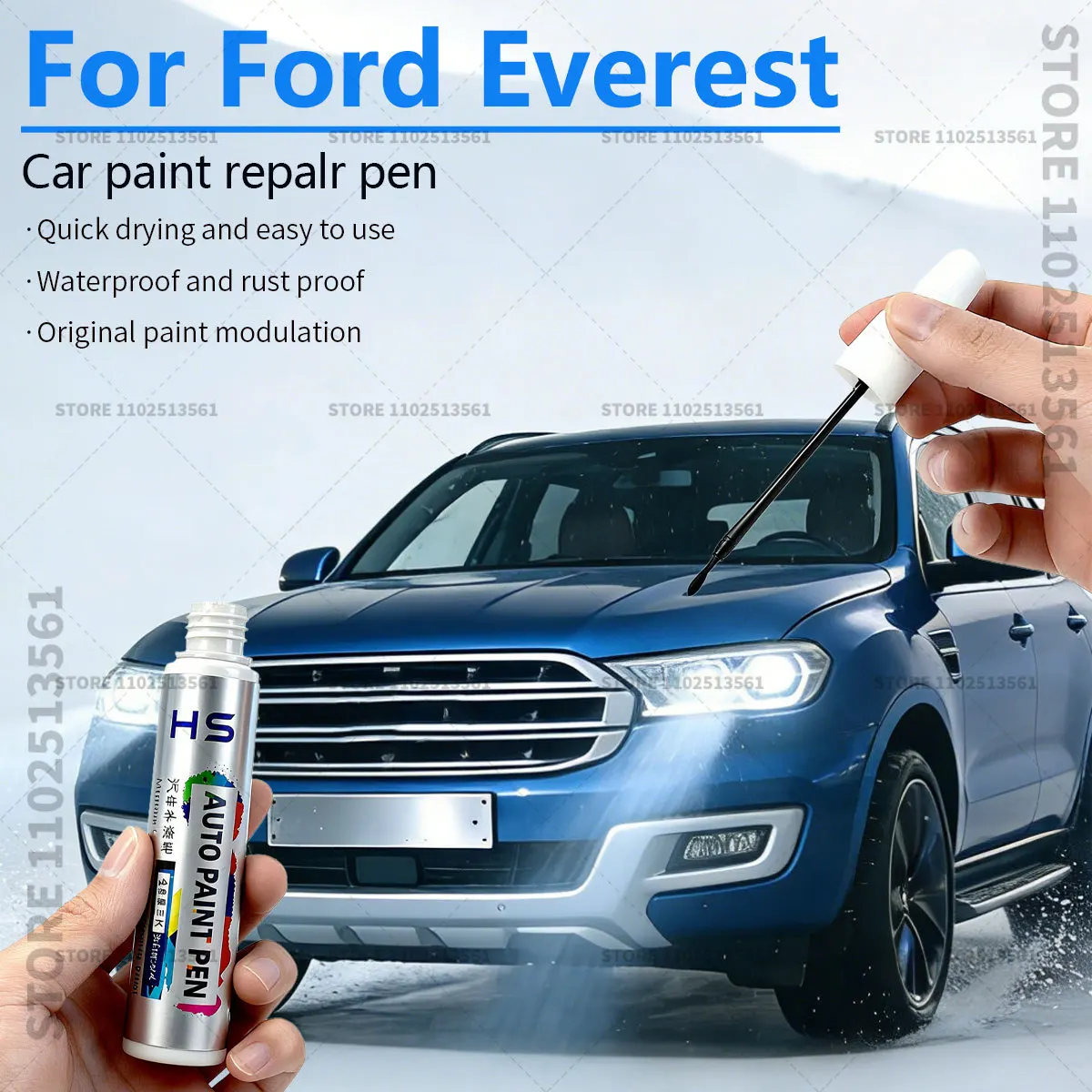 

Ручка-корректор для ремонта царапин на автомобиле Ford Everest, цвета: арктический белый, черный, синий, метеоритный серый