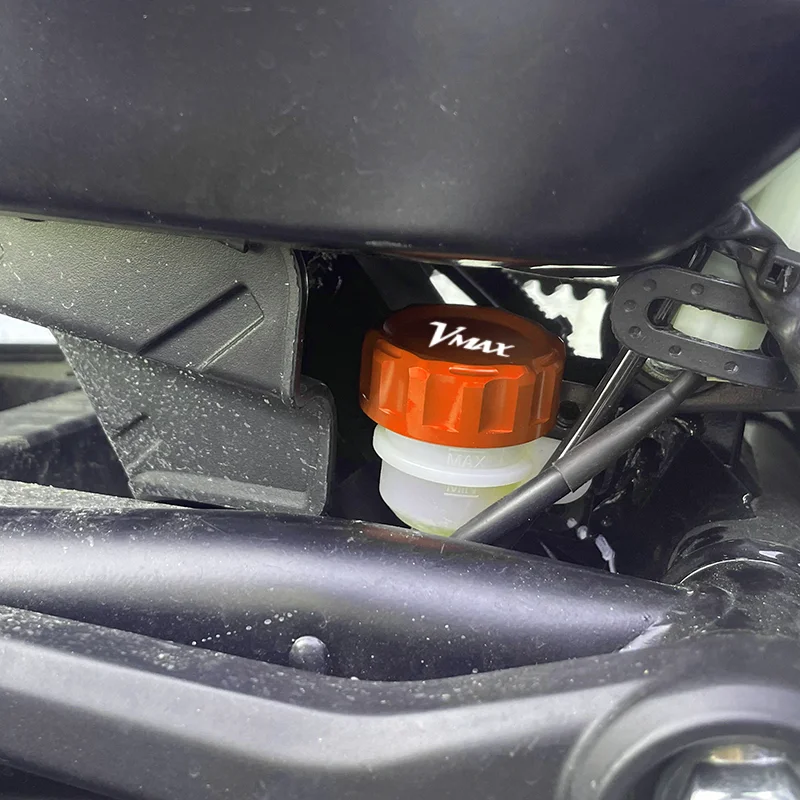 For Yamaha VMAX V-MAX V MAX 1200 1985-2008 2023 Motorcycle CNC Aluminum Rear Brake Fluid Cylinder Master Reservoir Cover Cap