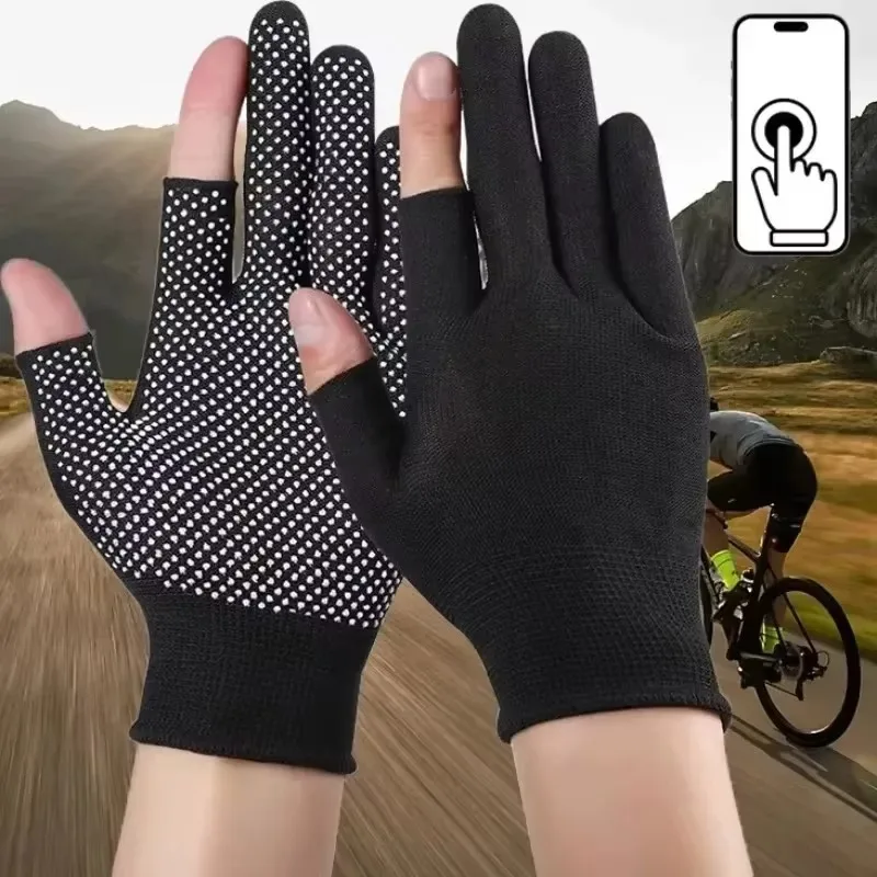 

Non-slip Touchscreen Nylon Gloves Men Women Summer Outdoor Riding Sport Fitness Breathable Non-slip Sunscreen Half Finger Gloves