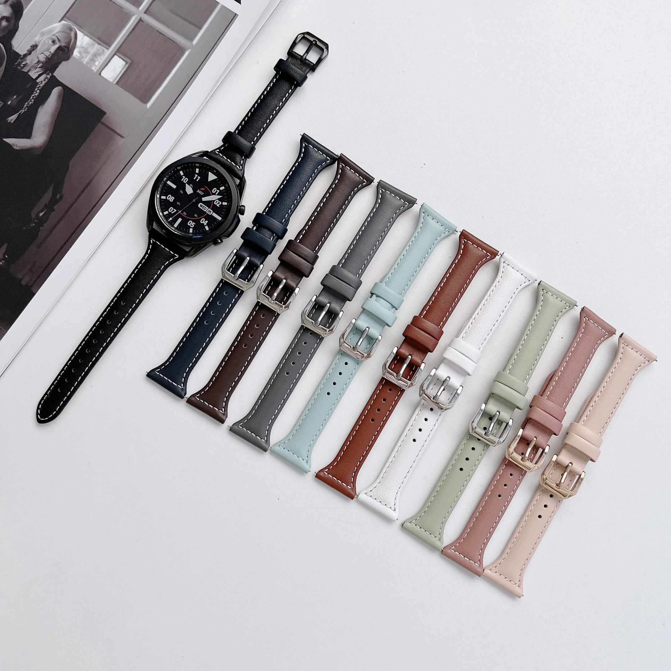 Gelang Jam Tangan 20Mm 22Mm Tali Kulit Asli untuk Huami Amazfit GTR4 GTR 42Mm 47Mm Gelang untuk Amazfit PACE GTR2 GTR 2E Gts4