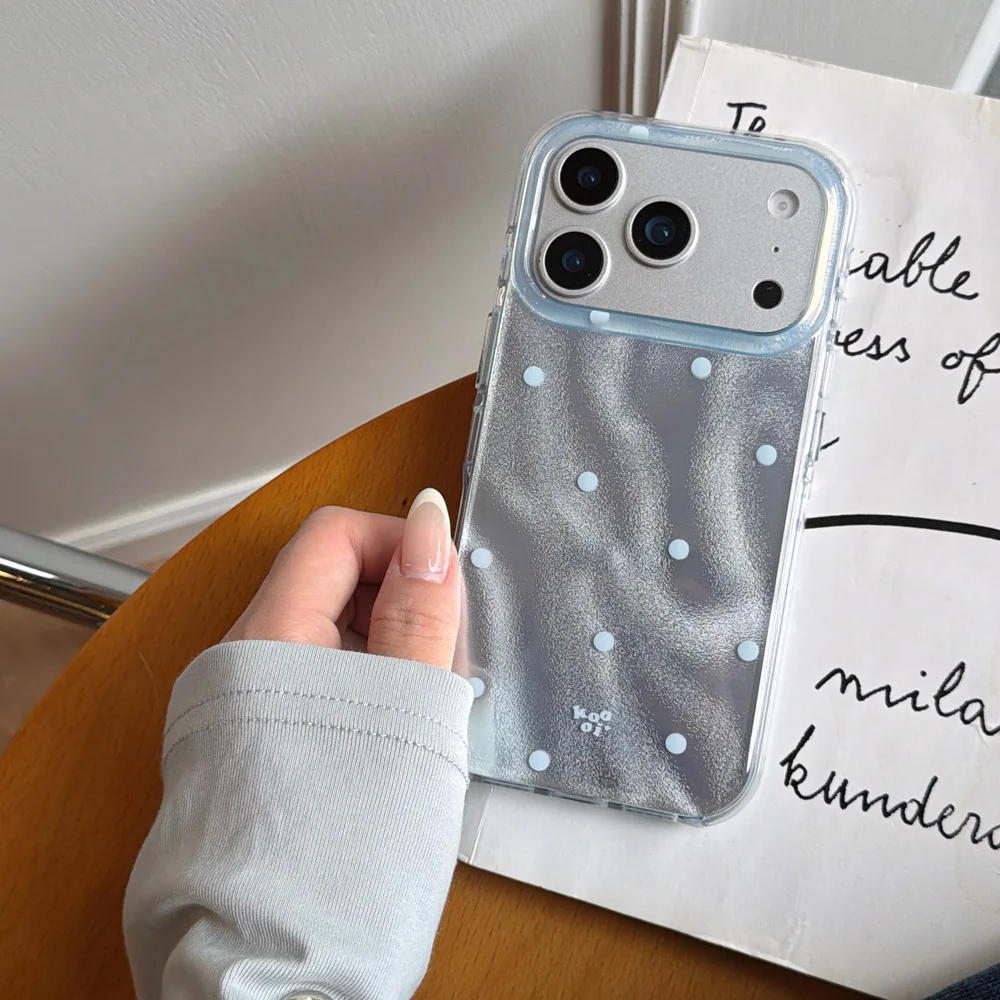 Coque de téléphone souple et protectrice à pois scintillants effet vague lumineuse pour iPhone 17 Pro 16 15 14 Pro Max 13