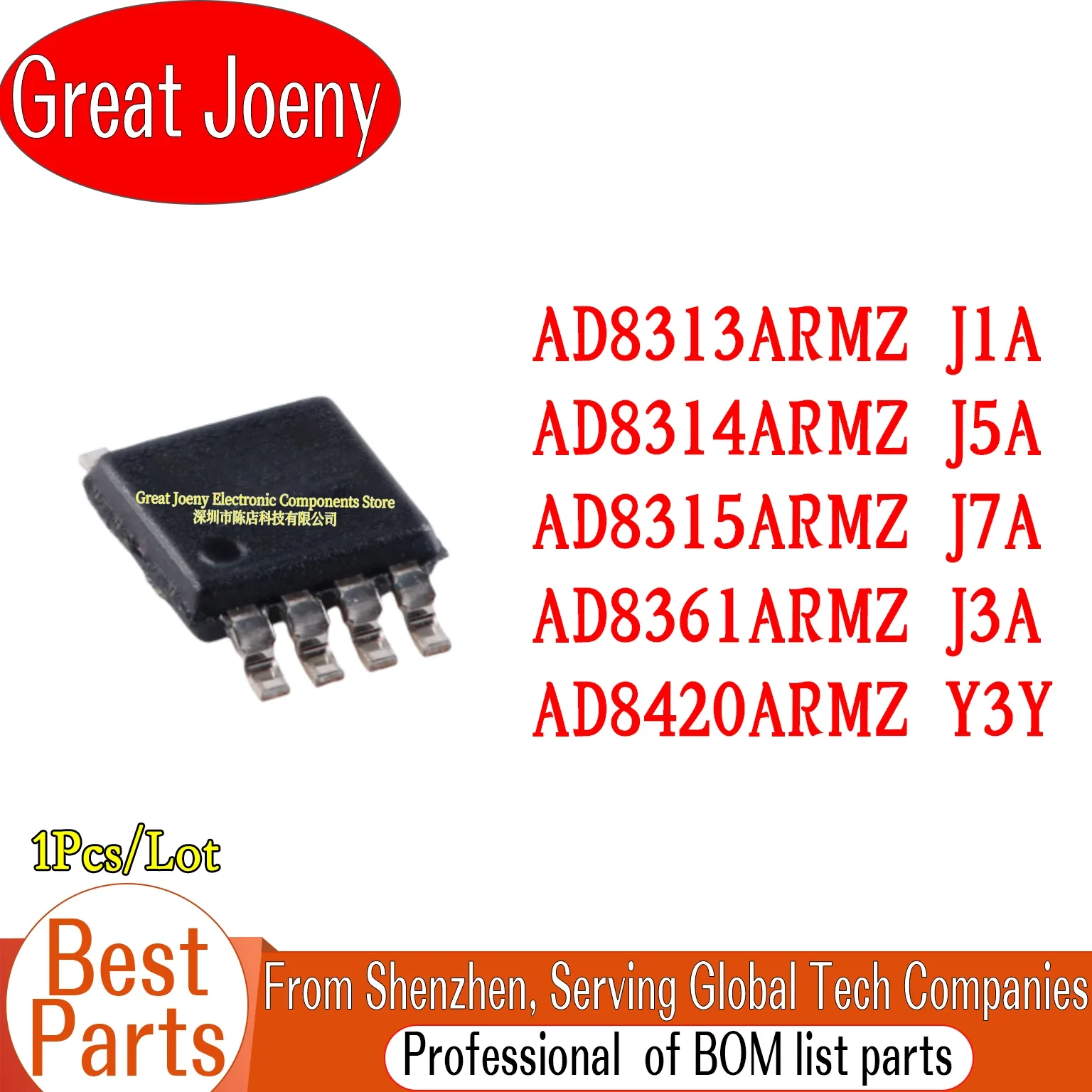 100% New Original AD8313ARMZ J1A AD8314ARMZ J5A AD8315ARMZ J7A AD8361ARMZ J3A AD8420ARMZ Y3Y IC Chipset MSOP-8 Bulk Best Price