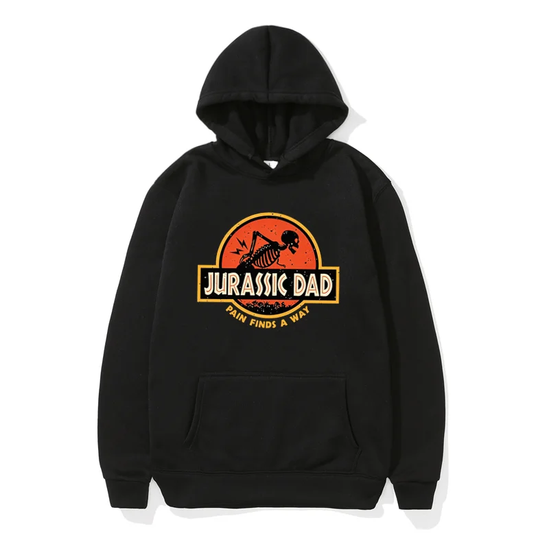 Jurassic Dad Pain Finds A Way Funny Sarcastic Skeleton Hooded Casual Sportswear Fashion Sports Casual Top Pullover Sweatshirt
