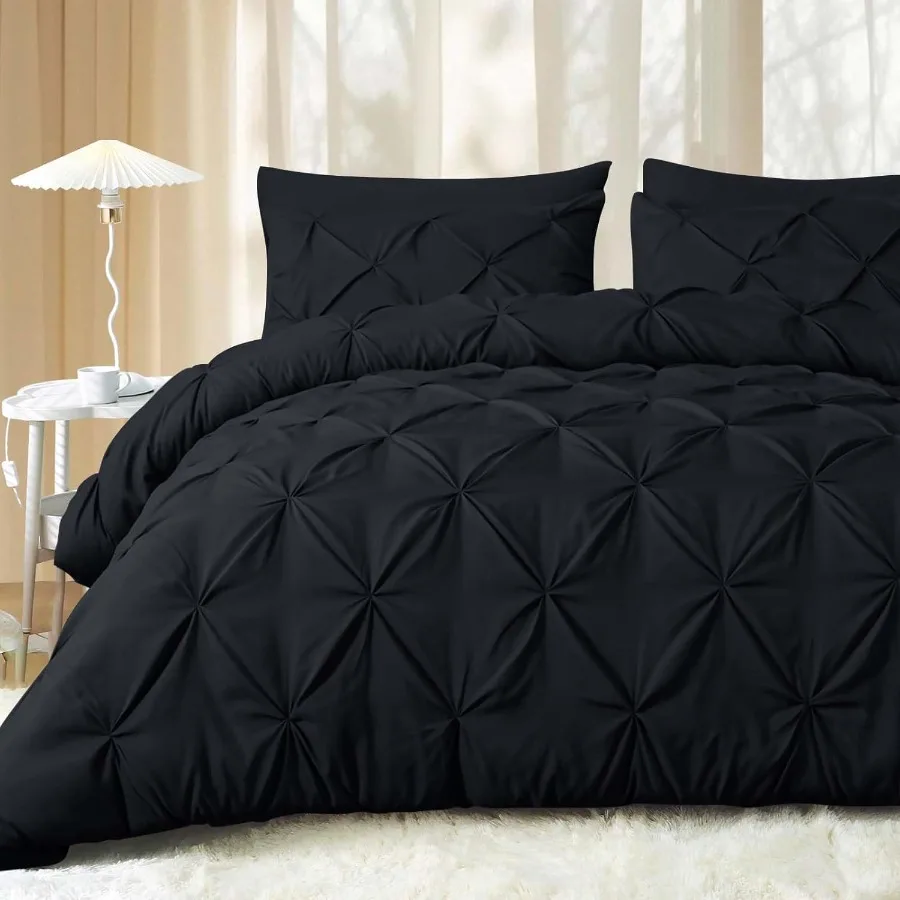 Queen Comforter Set with Pintuck Design for Modern Bedroom Decor EasytoAssemble Bed in a Bag Style with Coordinated Pillow Sham